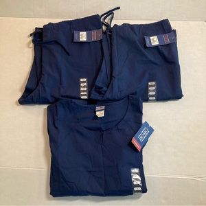 Cherokee scrubs 1 shirt size Large 2 Pants size large tall navy blue